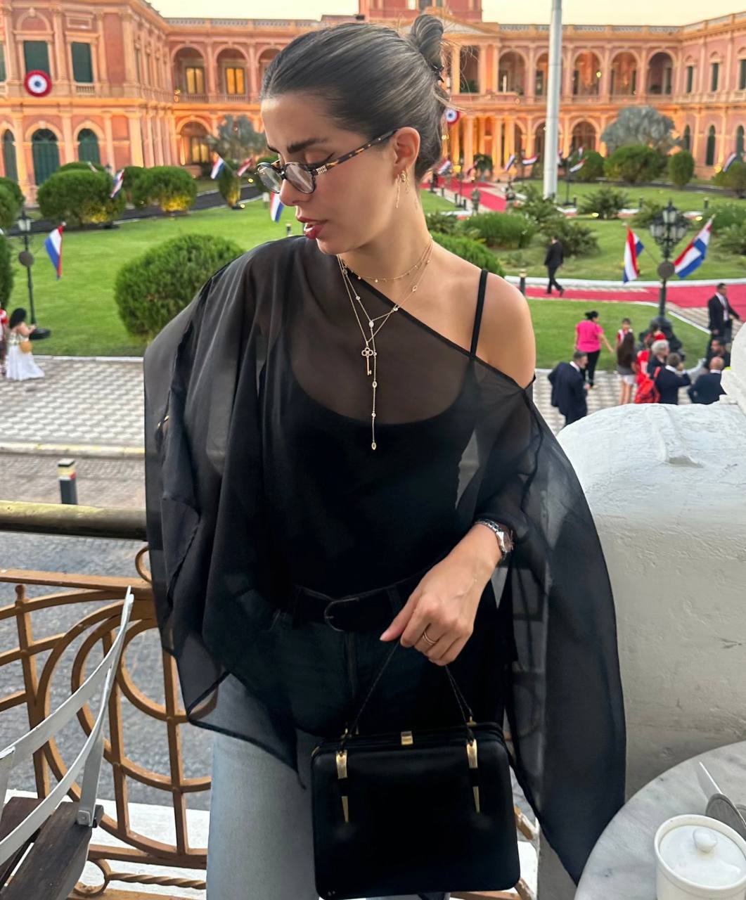Noir Sheer Asymmetric Cover-Up Top