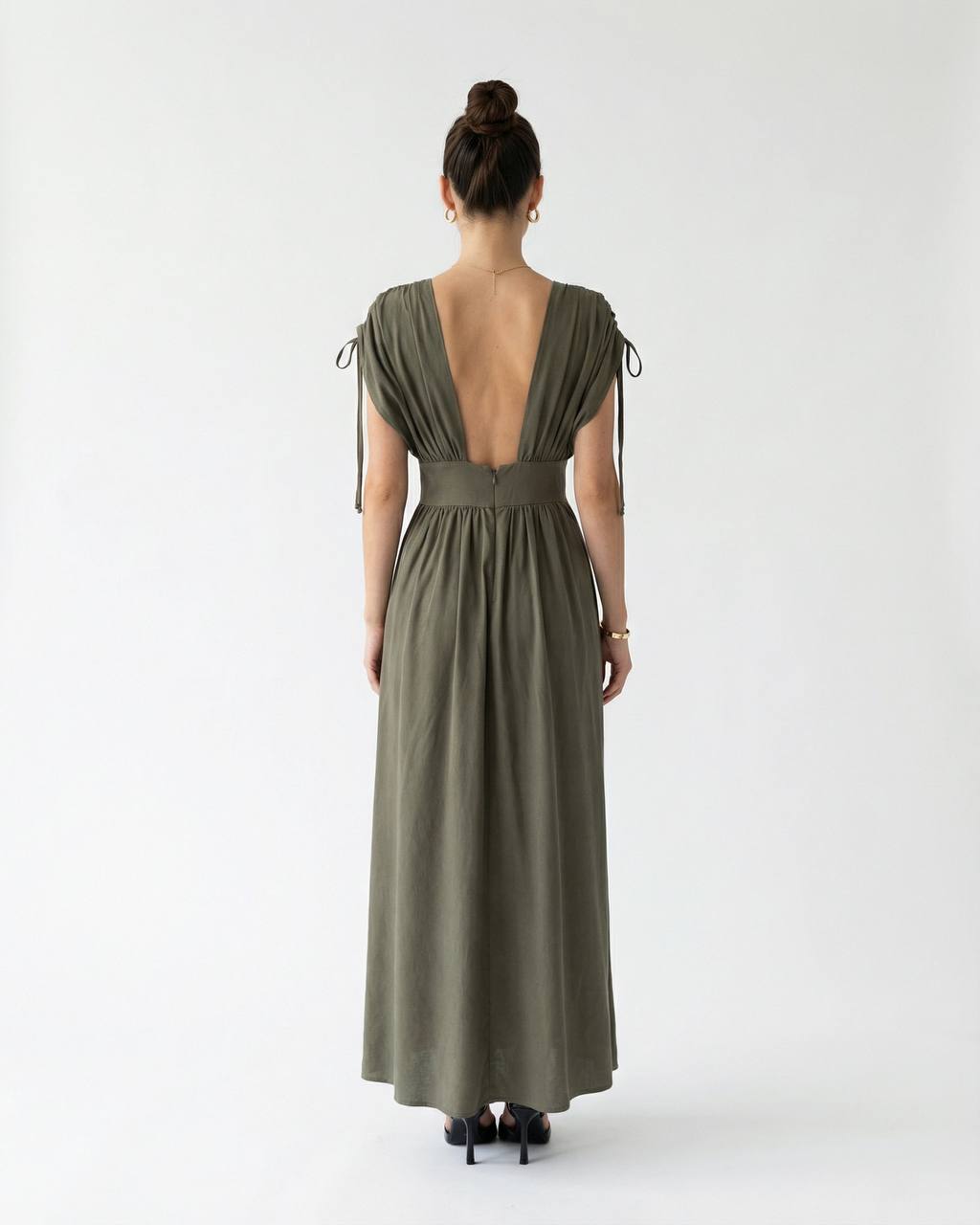 Olive Muse Draped Maxi Dress
