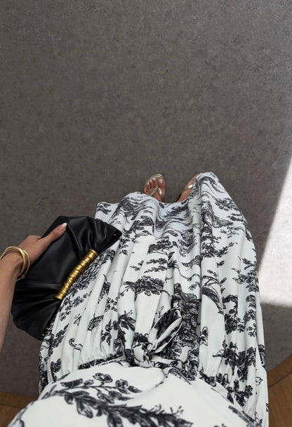 Porcelain Bloom Floral Strapless Maxi Dress
