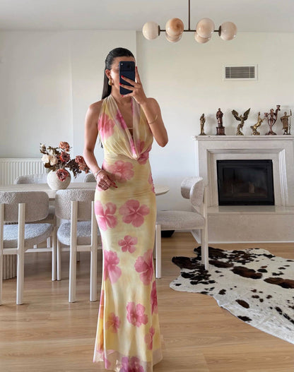 Flora Bloom Cowl Neck Maxi Dress