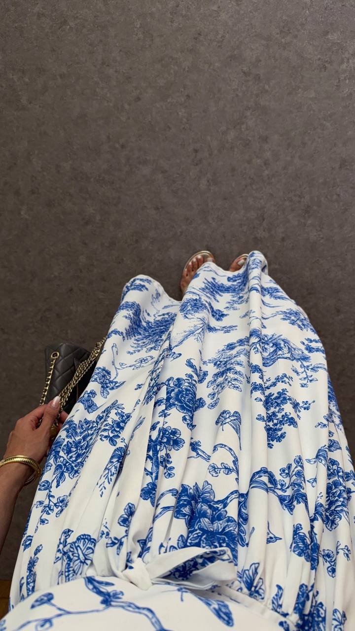 Porcelain Bloom Floral Strapless Maxi Dress