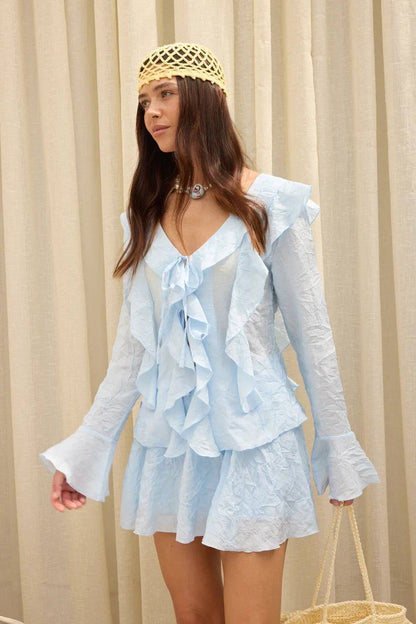 Bella Ruffle Tie Front Two Piece Set