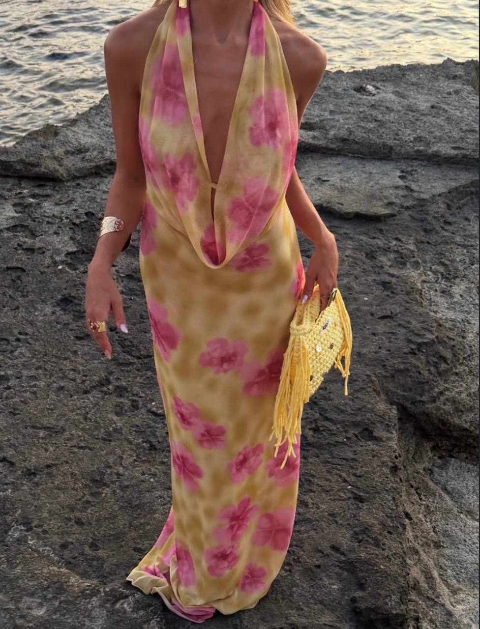 Flora Bloom Cowl Neck Maxi Dress