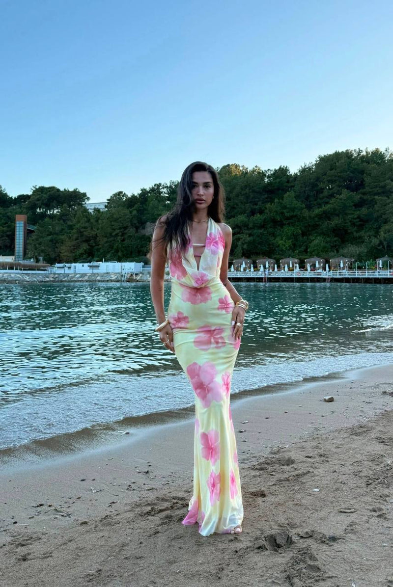 Flora Bloom Cowl Neck Maxi Dress