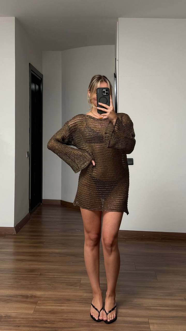 Luna Open Knit Cover-Up Mini Dress