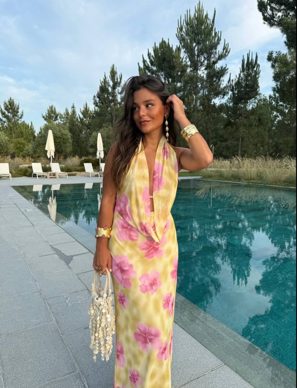 Flora Bloom Cowl Neck Maxi Dress