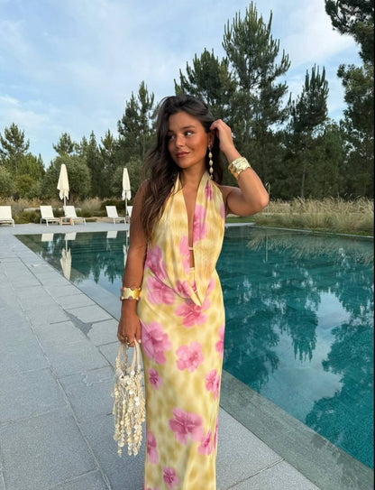 Flora Bloom Cowl Neck Maxi Dress