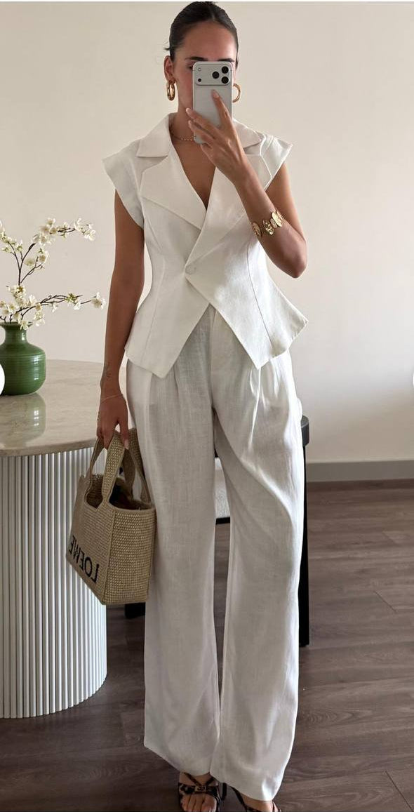 Tailored Sleeveless Blazer Pants Set