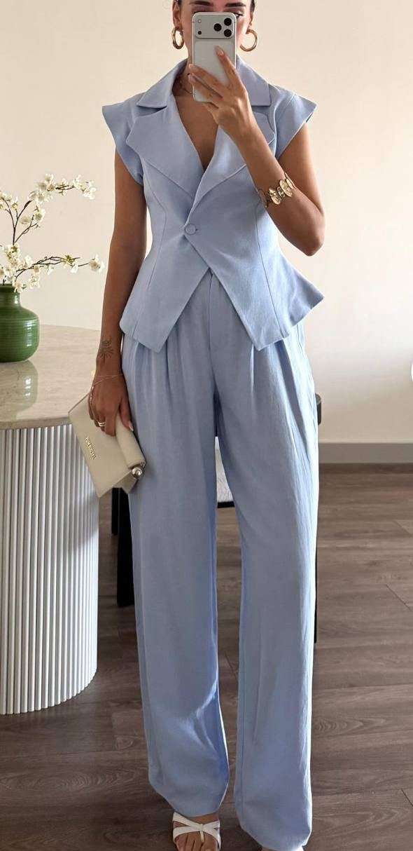 Tailored Sleeveless Blazer Pants Set