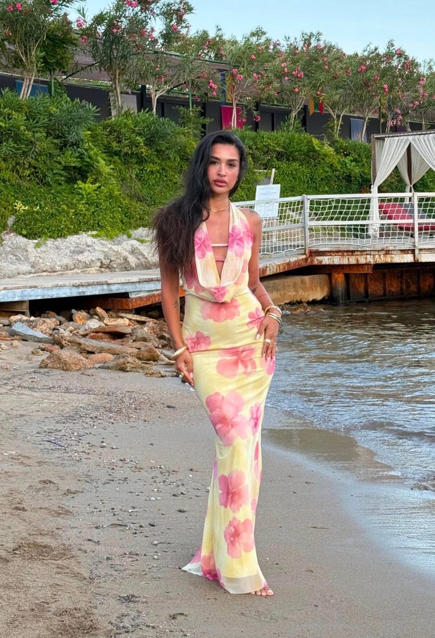 Flora Bloom Cowl Neck Maxi Dress