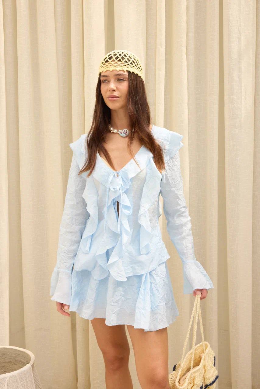 Bella Ruffle Tie Front Two Piece Set