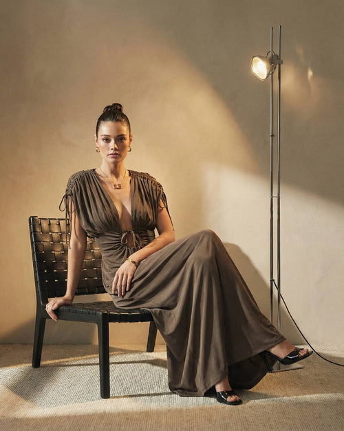 Olive Muse Draped Maxi Dress