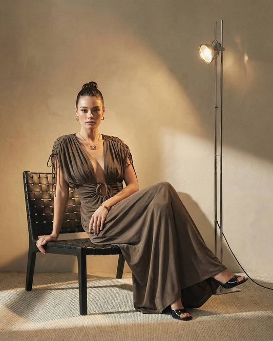 Olive Muse Draped Maxi Dress