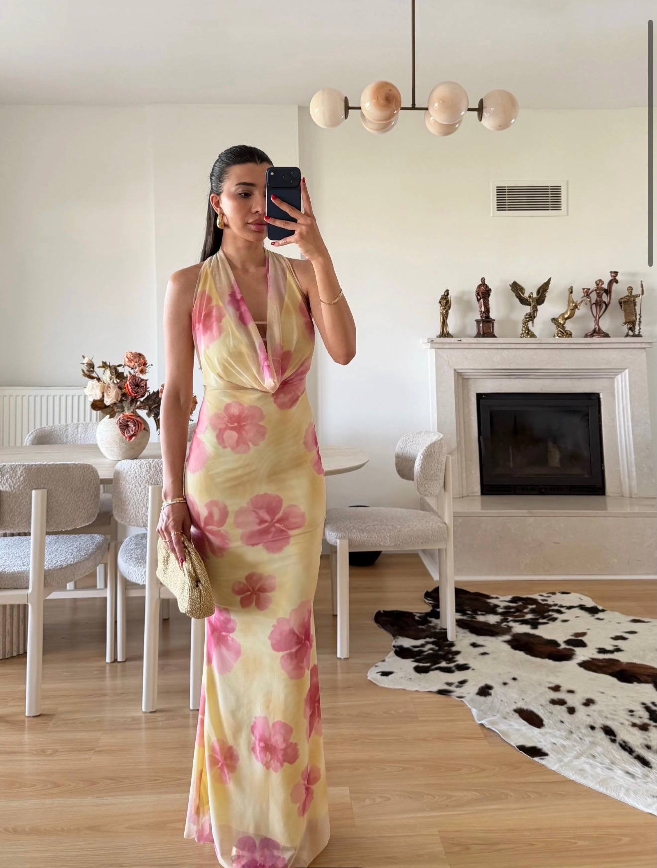 Flora Bloom Cowl Neck Maxi Dress